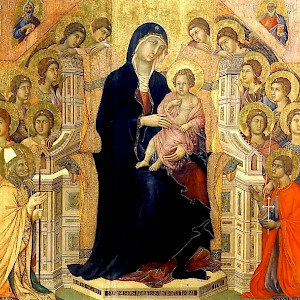 Maestà (1308–11) by Duccio, in the Museo dell'Opera Metropolitana del Duomo, Siena (Photo courtesy of the Museo dell