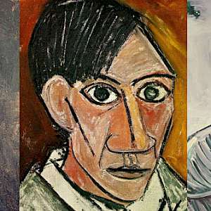 Pablo Picasso self-portraits at age 15 (1896), 25 (1907), and 89 (1971) (Photo collage courtesy of Twisted Sifter)