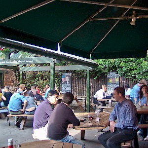 The garden at Turf Tavern pub (Photo Â© Reid Bramblett)