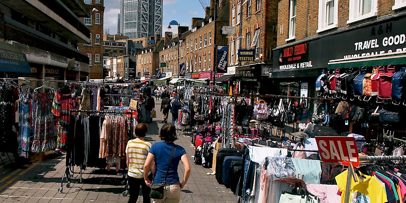 Petticoat Lane market stalls (Photo by Craig Nagy)