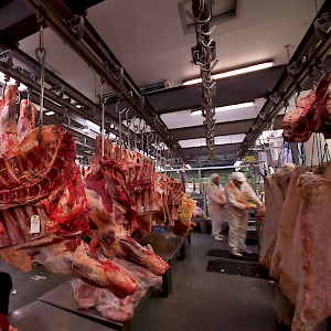 Butchers at work in Smithfield Market (Photo by Jorge Royan)