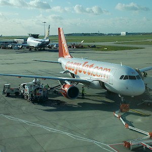 easyJet and Ryanair both use Stansted Airport
				(Photo by Aero Icarus)