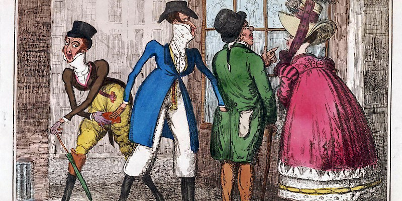 Dandy PickPockets Diving: Scene Near St. James Palace (ill. by Isaac Robert Cruikshank, 1789–1856) (Photo from an illustration by Isaac Robert Cruikshank (1789â€“1856), in the Lewis Walpole Library)