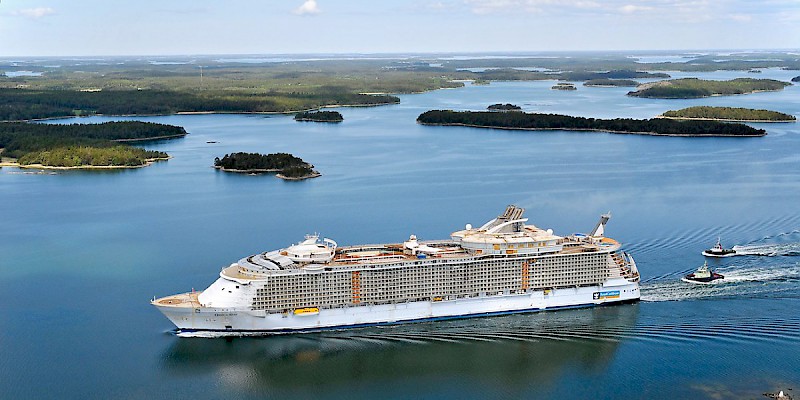 A Royal Caribbean ship steams into Southampton (Photo courtesy of Discover Southampton)