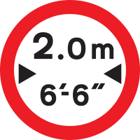 No vehicles over the proscribed width (useful for motorhome renters—and many larger RVs are a tad more than 2m)