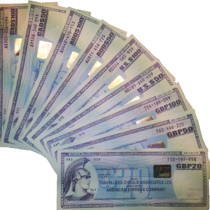 American Express traveler's cheques in a variety of currencies (Photo )