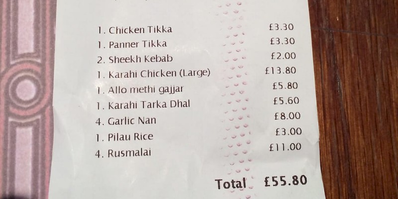 Check to be sure you ordered every item on the bill (Photo by Ranjith R.)