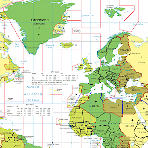 Global time zones (the red lines divide them) (Photo from CIA World Factbook)