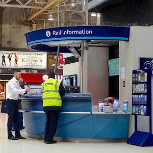 The information booth at Charing Cross Station (Photo by Julie Kertesz)