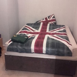 This veddy British guest bed belongs to a 33-year-old Welsh doctor living in London, offered through Couchsurfing.com (Photo courtesy of the host)