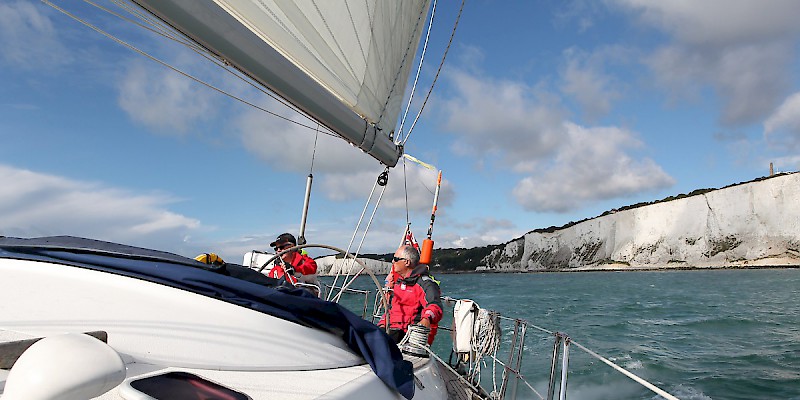 Sailing by the famed white cliffs of Dover, England (Photo by Martin Hesketh)