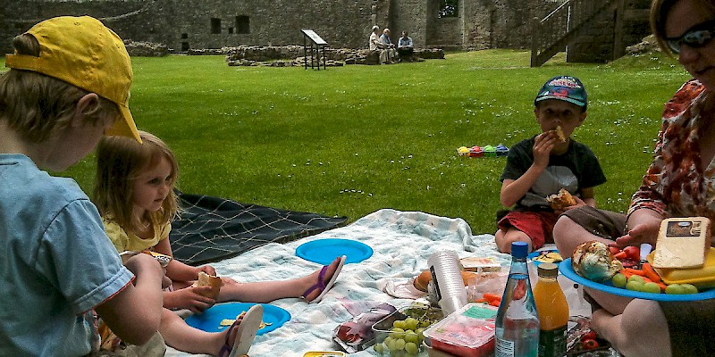 A picnic in the 1300s Lochleven Castle, where Mary Queen of Scots was imprisoned (Photo by Martin Burns)