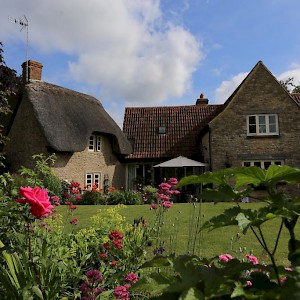 The 17C cottage and front garden (Photo courtesy of the property)