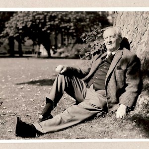 Tolkien under his tree (Photo by Billet Potter)