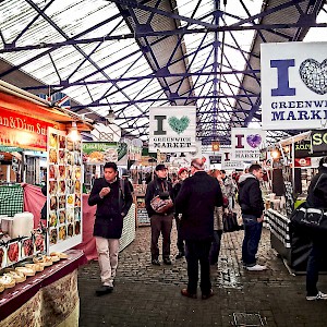 Stalls at Greenwich Market
				(Photo by Garry Knight)